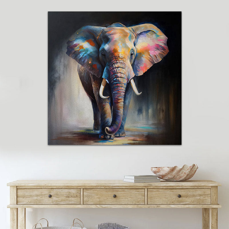 Картина на платно "Colorful Elephant" дигитален печат 100x100x3cm.