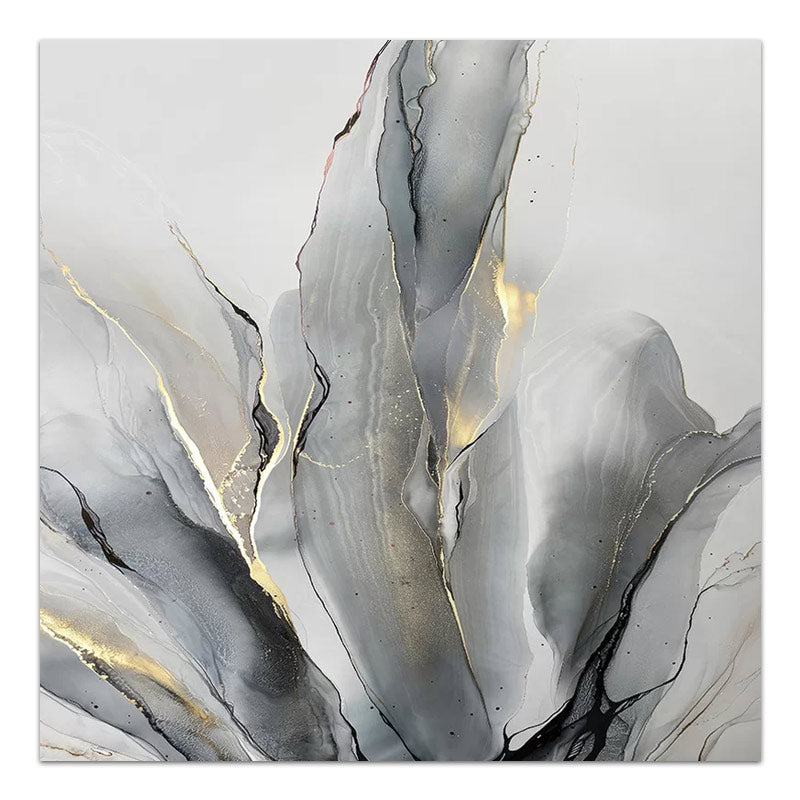 Картина на платно "Abstract Grey Leaves" дигитален печат 100x100x3cm.