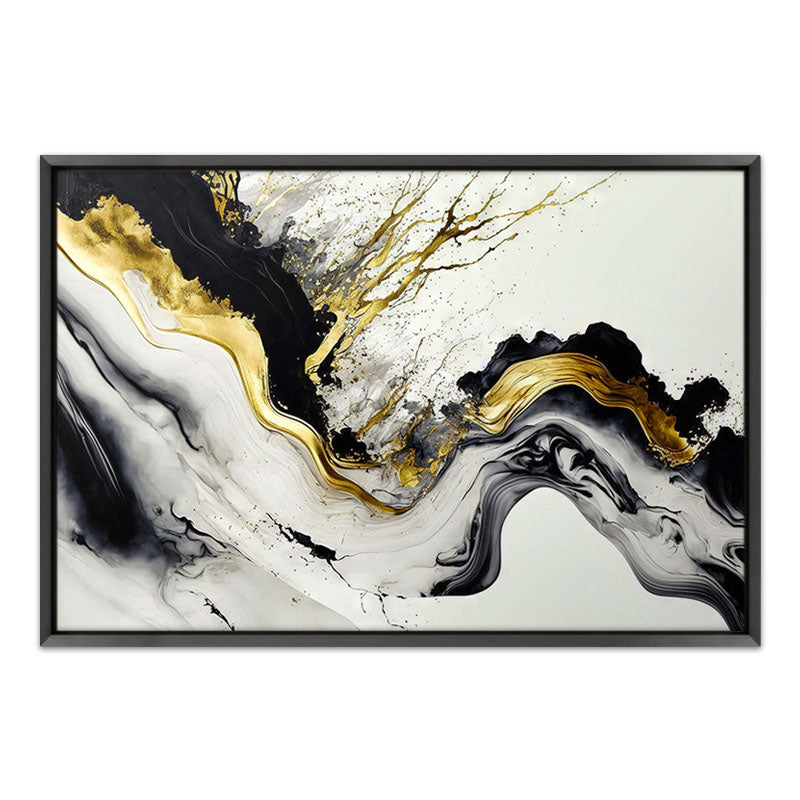 Картина на платно "Abstract Golden Wave" дигитален печат с рамка 140x100x3cm.