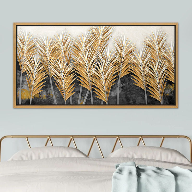 Картина на платно "Gold Leaves" дигитален печат с рамка 140x70x3cm.