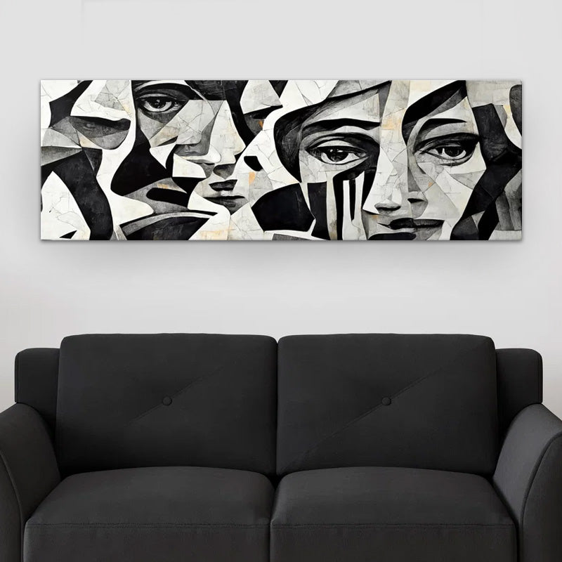 Картина на платно "Abstract Marble Faces" дигитален печат 150x50x3cm.