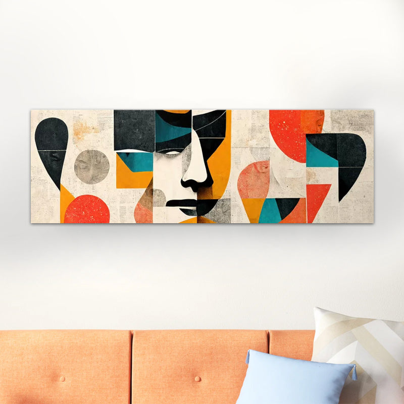 Картина на платно "Abstract Faces" дигитален печат 150x50x3cm.
