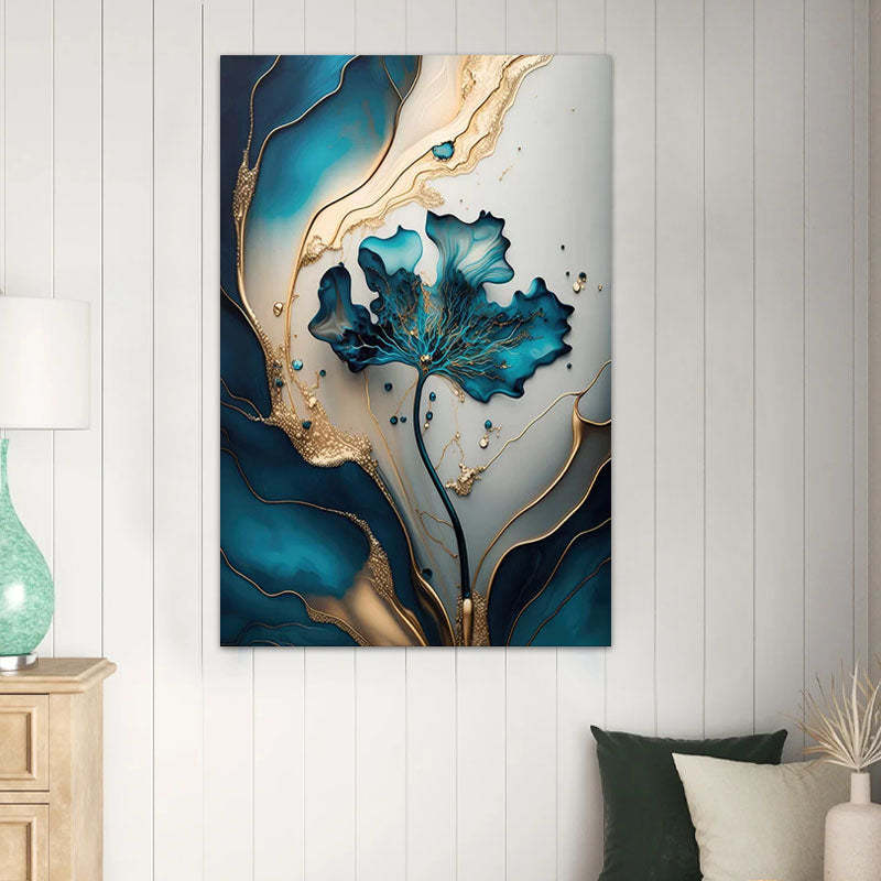 Картина на платно "Emerald Flower" дигитален печат 70x100x3cm.