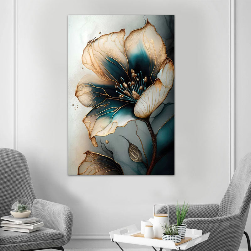 Картина на платно "Emerald Golden Flower" дигитален печат 70x100x3cm.