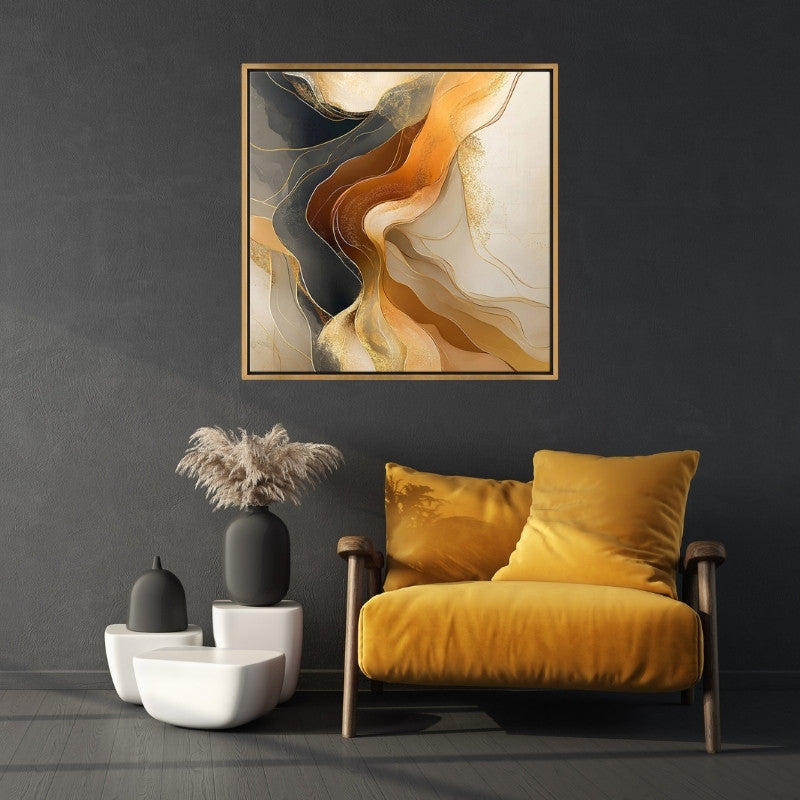 Картина "Sand and Wind Abstract" дигитален печат върху платно с рамка 100x100x3cm.