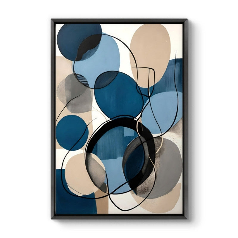 "Blue and Beige Abstract" картина върху платно дигитален печат с рамка 70x100x3cm.