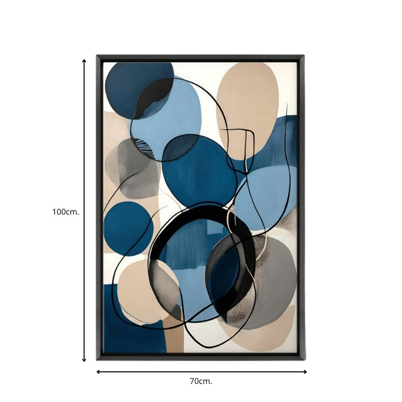 "Blue and Beige Abstract" картина върху платно дигитален печат с рамка 70x100x3cm.