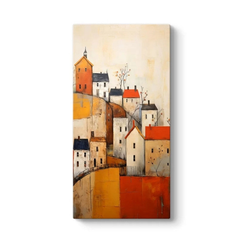 "Houses on the Hill" картина върху платно дигитален печат 50x100x3cm.