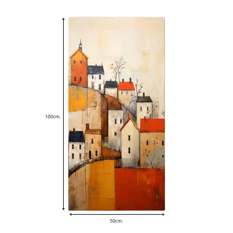 "Houses on the Hill" картина върху платно дигитален печат 50x100x3cm.