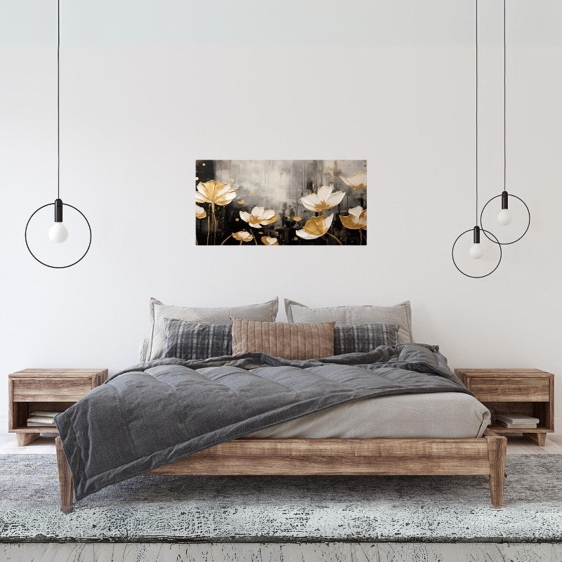 "Gold Flowers" картина върху платно дигитален печат 80x40x3cm.
