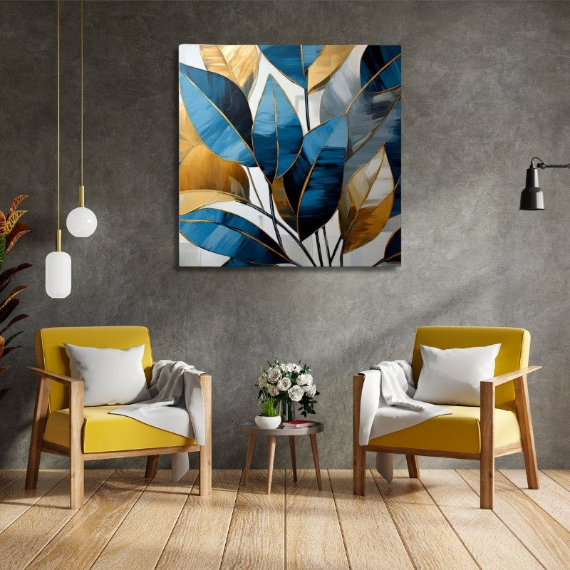 "Botanical Leaves" картина върху платно дигитален печат 100x100x3cm.