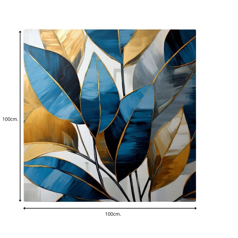 "Botanical Leaves" картина върху платно дигитален печат 100x100x3cm.