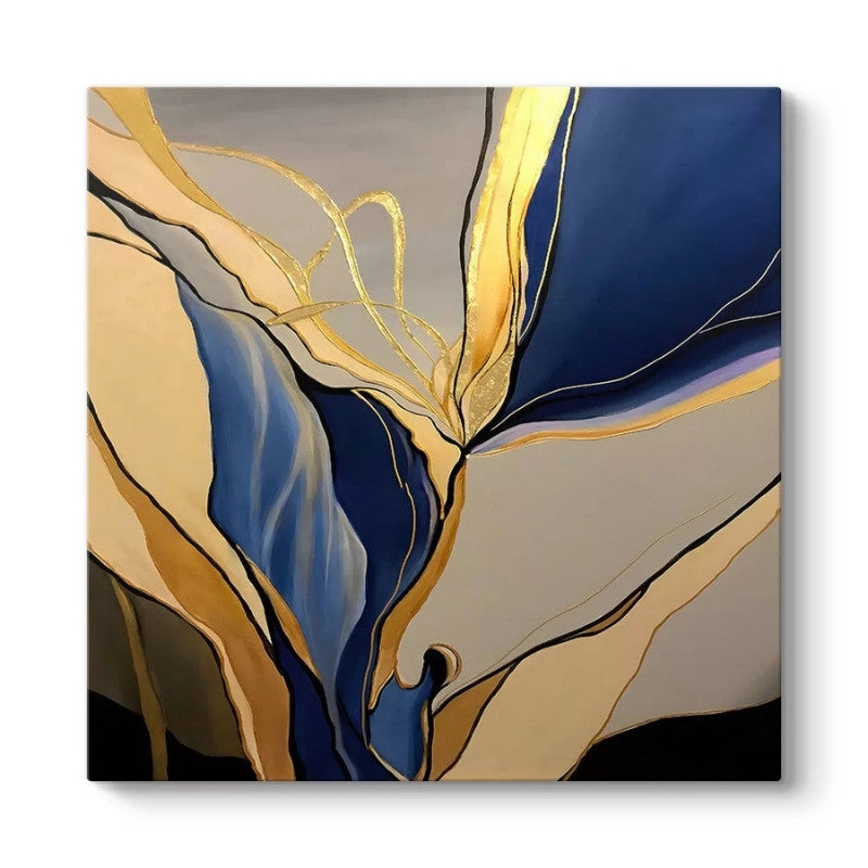 "Dance of Gold and Blue" картина върху платно дигитален печат 100x100x3cm.