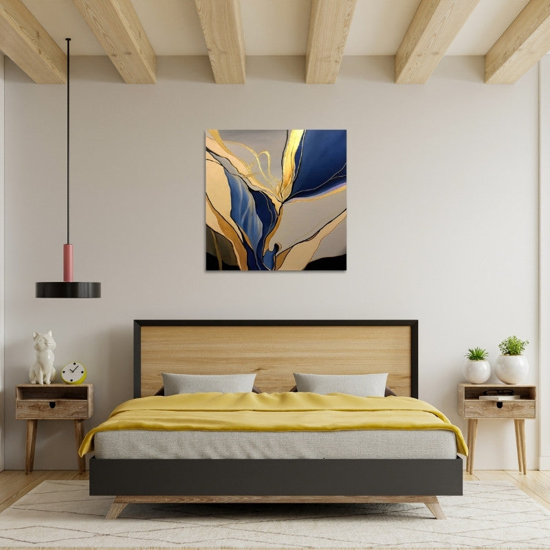 "Dance of Gold and Blue" картина върху платно дигитален печат 100x100x3cm.