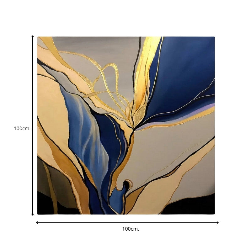 "Dance of Gold and Blue" картина върху платно дигитален печат 100x100x3cm.
