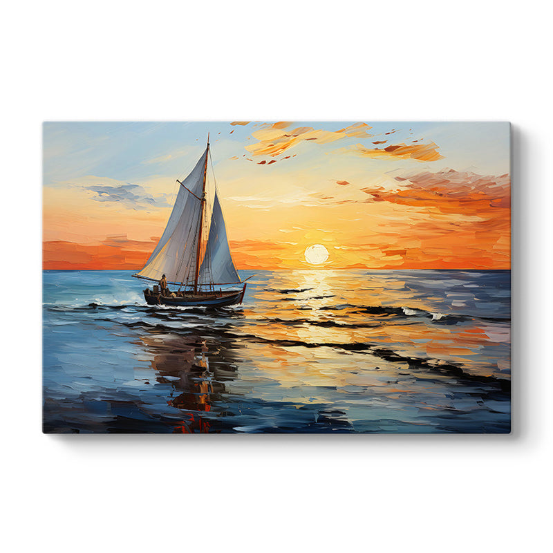 Картина "Fisherman at the sunset" дигитален печат върху платно 120x60x3cm.
