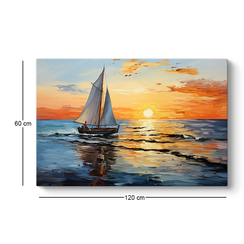 Картина "Fisherman at the sunset" дигитален печат върху платно 120x60x3cm.
