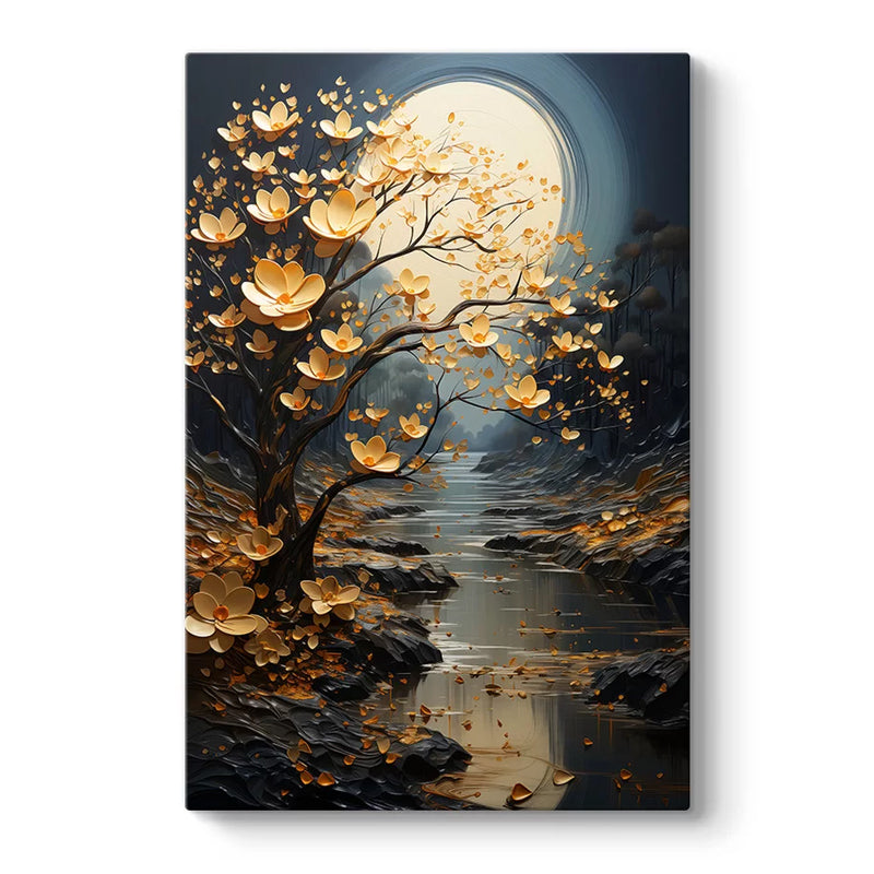 Картина "Dance of Flowers in Moonlight" дигитален печат върху платно 60x90x3cm.