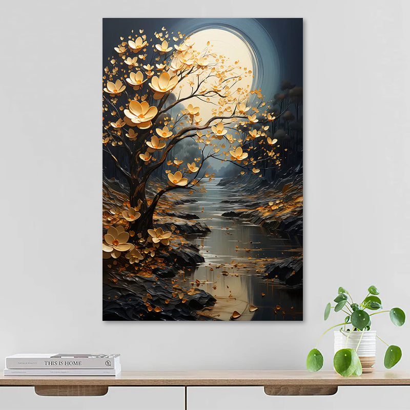 Картина "Dance of Flowers in Moonlight" дигитален печат върху платно 60x90x3cm.