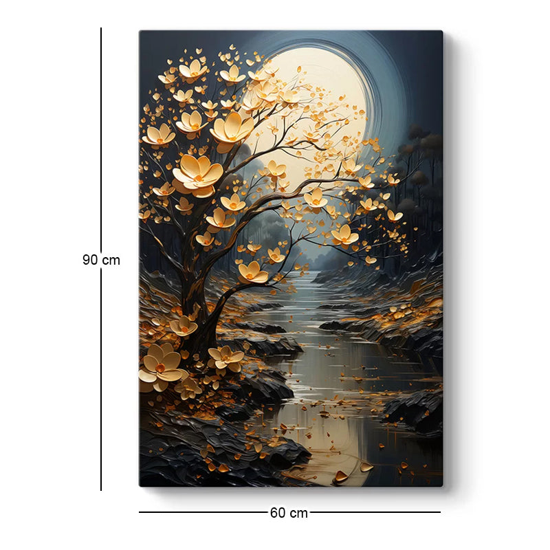 Картина "Dance of Flowers in Moonlight" дигитален печат върху платно 60x90x3cm.