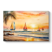 Картина "Tropical Sails at the sunset" дигитален печат върху платно 100x70x3cm.