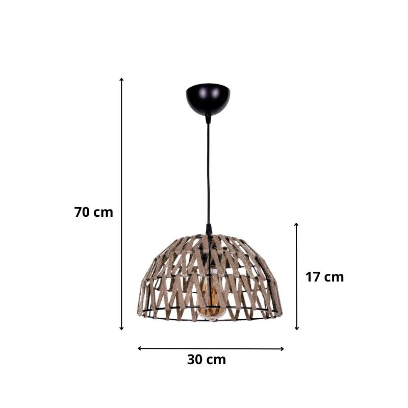 Simoza Е27 метален плафон с въже в естествен цвят 30x30x70cm.