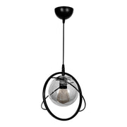 Метален таванен светлинен източник Globe E27 в черен цвят Ø25x75cm.