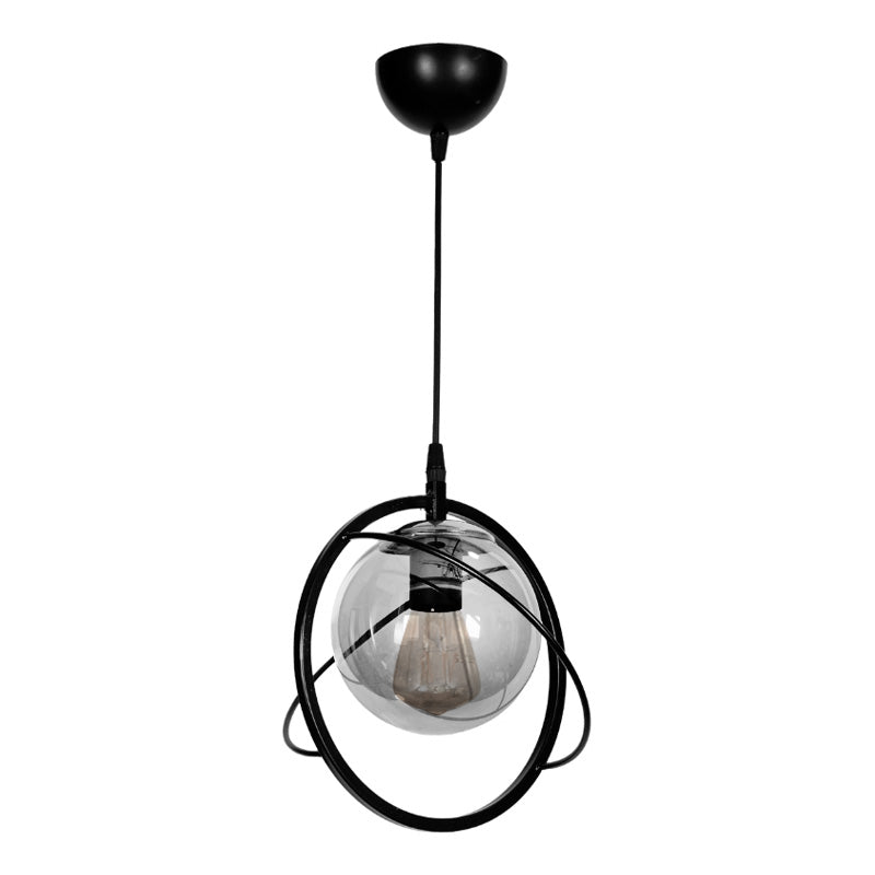 Метален таванен светлинен източник Globe E27 в черен цвят Ø25x75cm.
