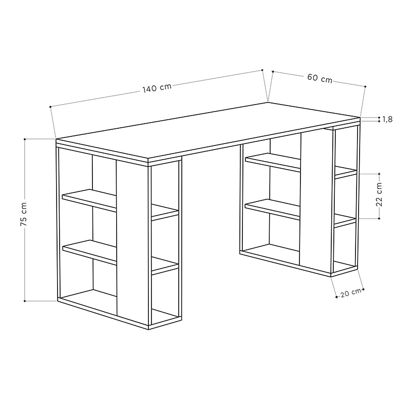 Colmar Бюро от меламин в цвят сапфирен дъб 140x60x75cm