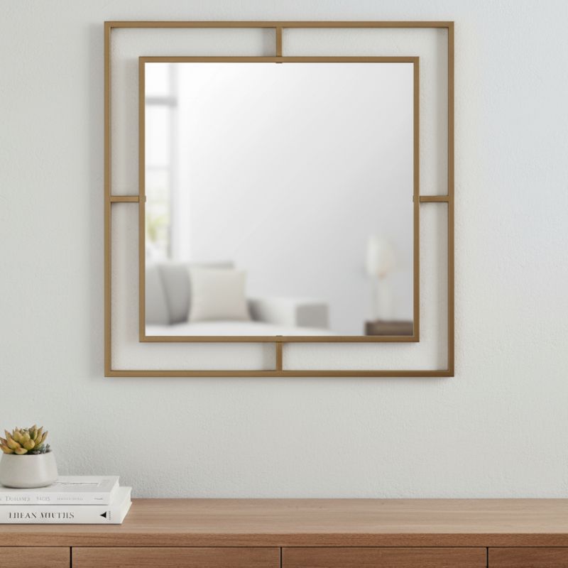 Corner алуминиево стенен огледало в златист цвят 58,6x2x58,6cm.
