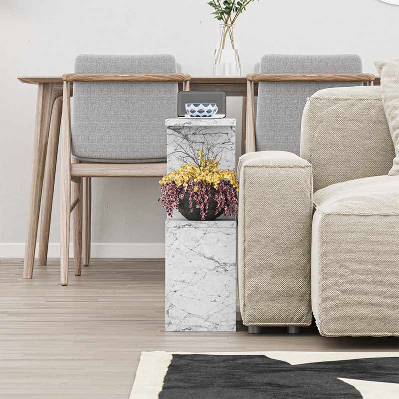 Homemania меламинова помощна масичка в бял мраморен ефект 60x20x60cm.