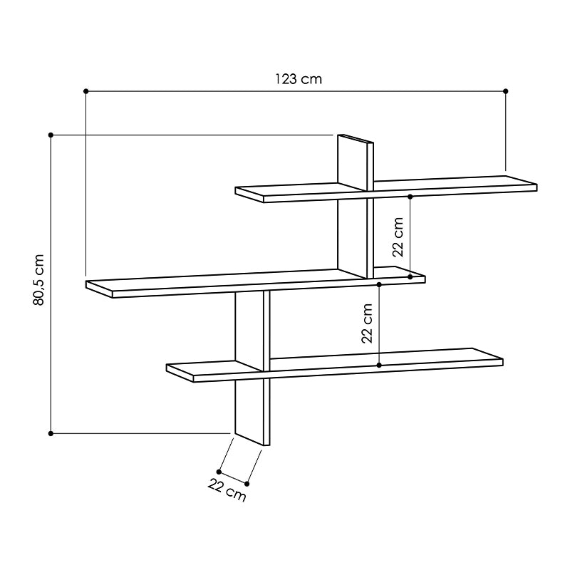Leo меламинова стена рафт в светлокафяв цвят 123x22x80cm.