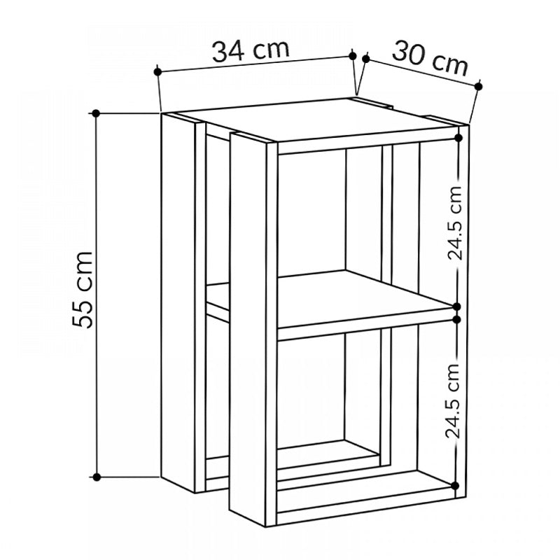 Lonie нощно шкафче от меламин - помощна масичка в цвят антрацит 34x30x55cm.