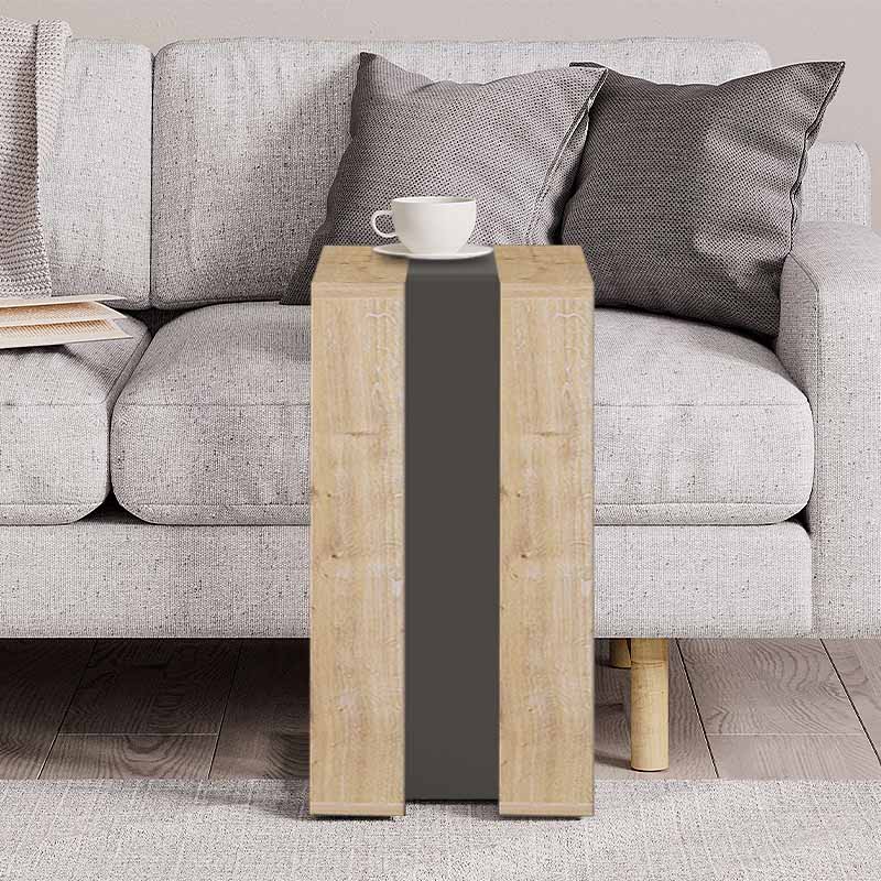 Muju меламинова помощна масичка в цвят естествен бук/антрацит 30x40x57cm.