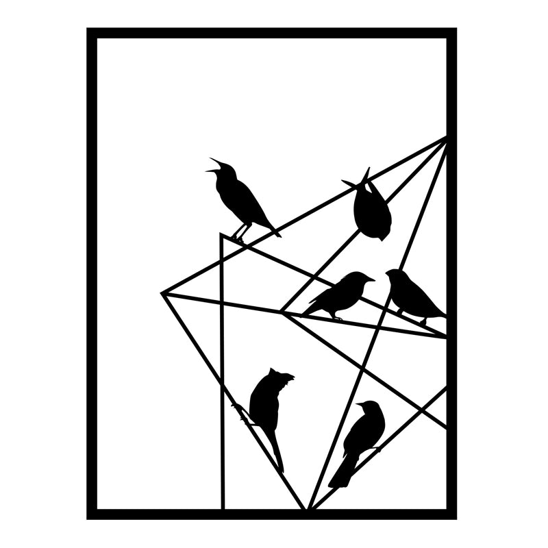 Birds Метално стенна декорация Birds on Wire в черен цвят 37x2x49cm.
