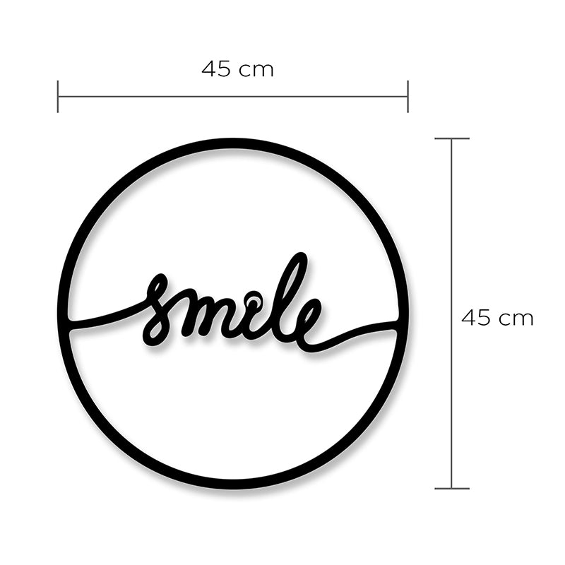Smile метална стенна декорация в черен цвят 45x2x45cm.