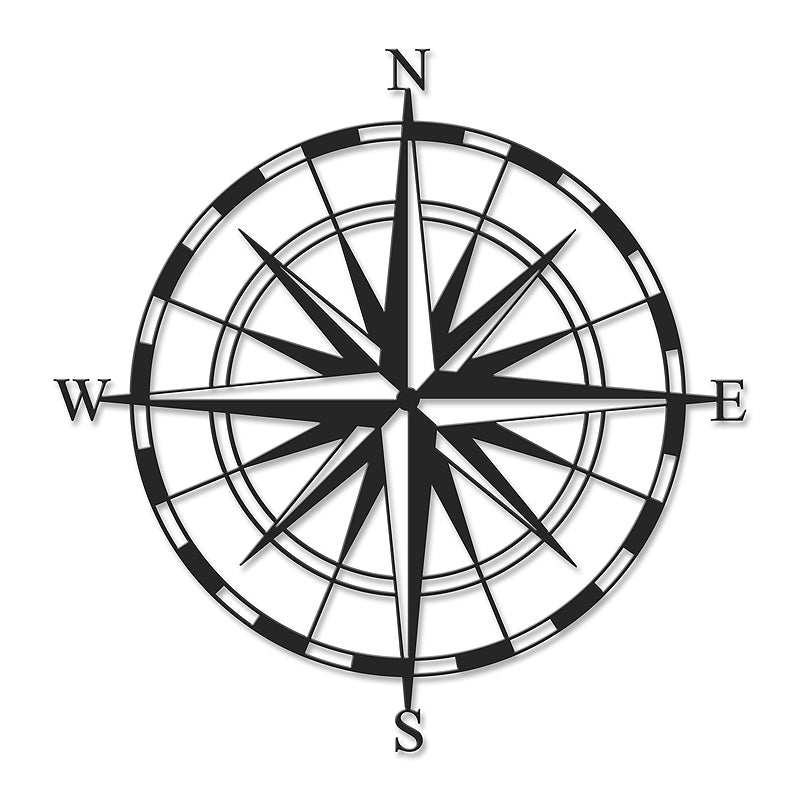Compass метална стенна декорация в черен цвят 45x2x45cm.