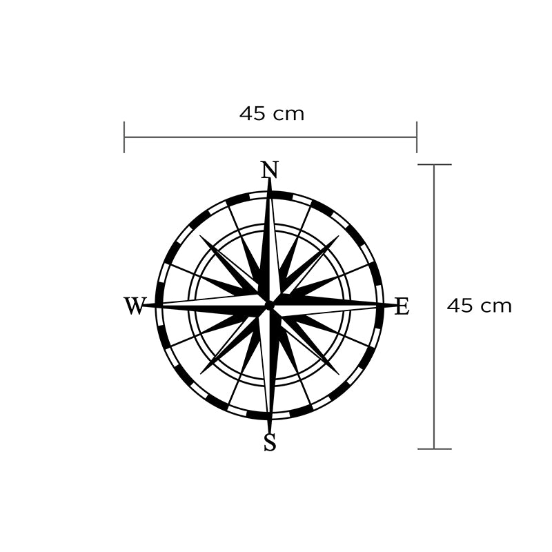 Compass метална стенна декорация в черен цвят 45x2x45cm.