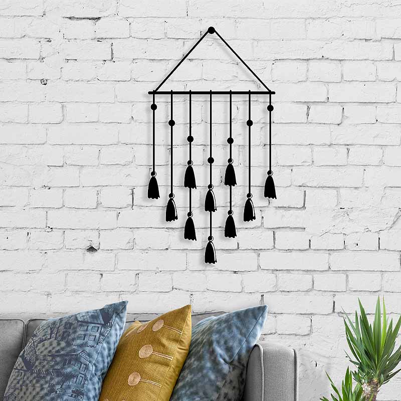 Tassel метална стенна декорация в черен цвят 32,6x2x60cm.