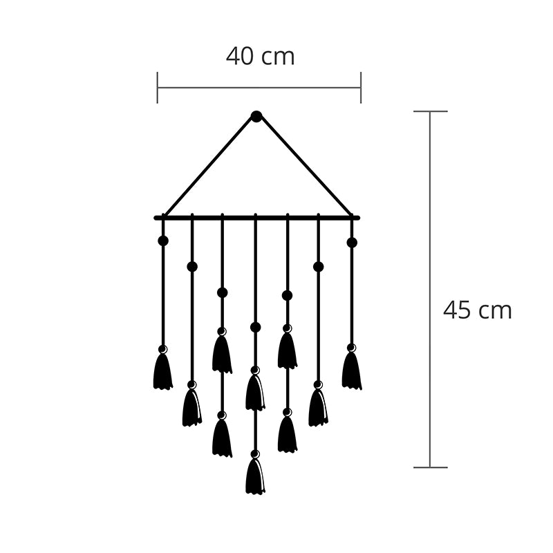 Tassel метална стенна декорация в черен цвят 32,6x2x60cm.