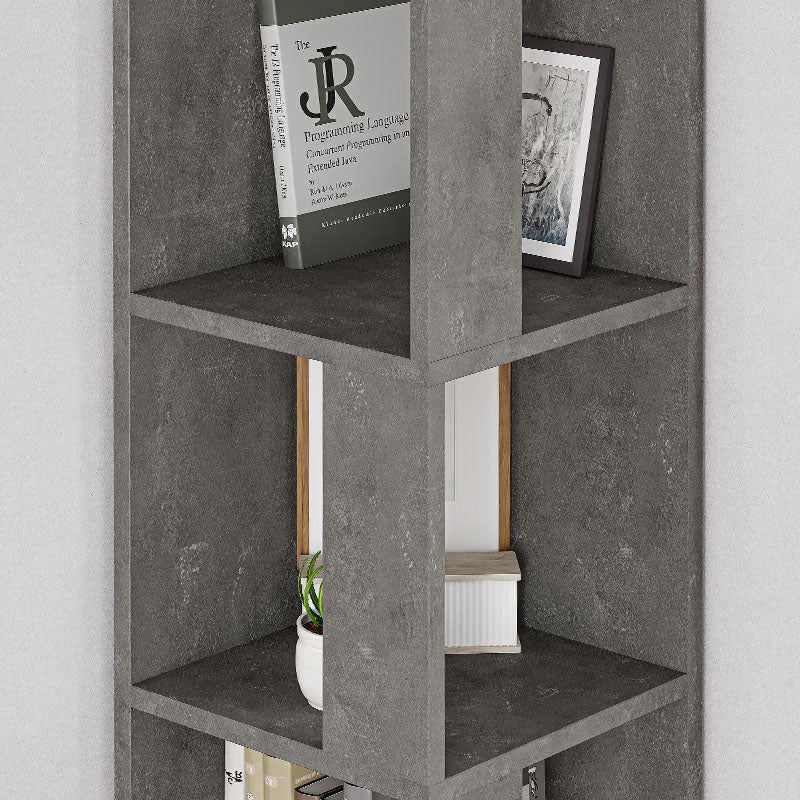 Piano ъглова библиотека от меламин в ретро сив цвят 31,4x31,4x158,9cm.