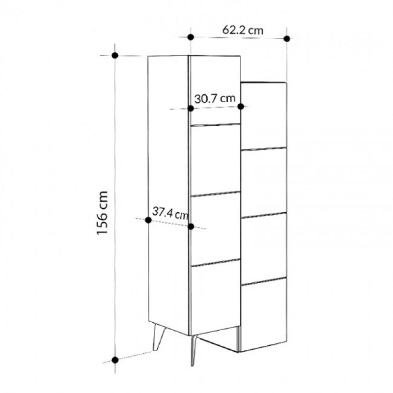 Stair многофункционален шкаф от меламин в бял цвят 62,2x37,4x156cm.
