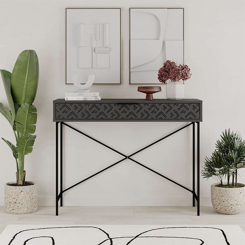 Конзола Heaton метал-меламин в цвят антрацит 110x35,6x90cm.