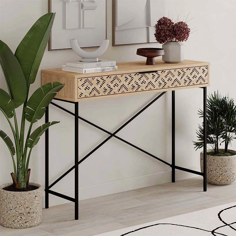 Heaton metal-melamine конзола в цвят сапфирен дъб 110x35,6x90cm.