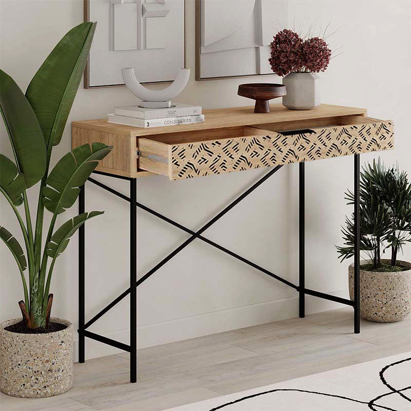 Heaton metal-melamine конзола в цвят сапфирен дъб 110x35,6x90cm.