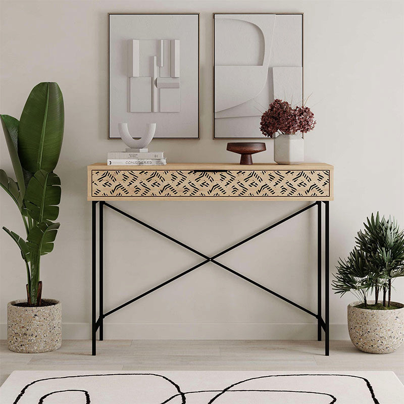 Heaton metal-melamine конзола в цвят сапфирен дъб 110x35,6x90cm.