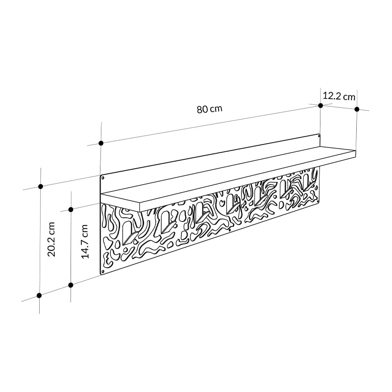 Стенно закачалка Novo от метал - меламин в бял - черен цвят 80x12.2x20cm.