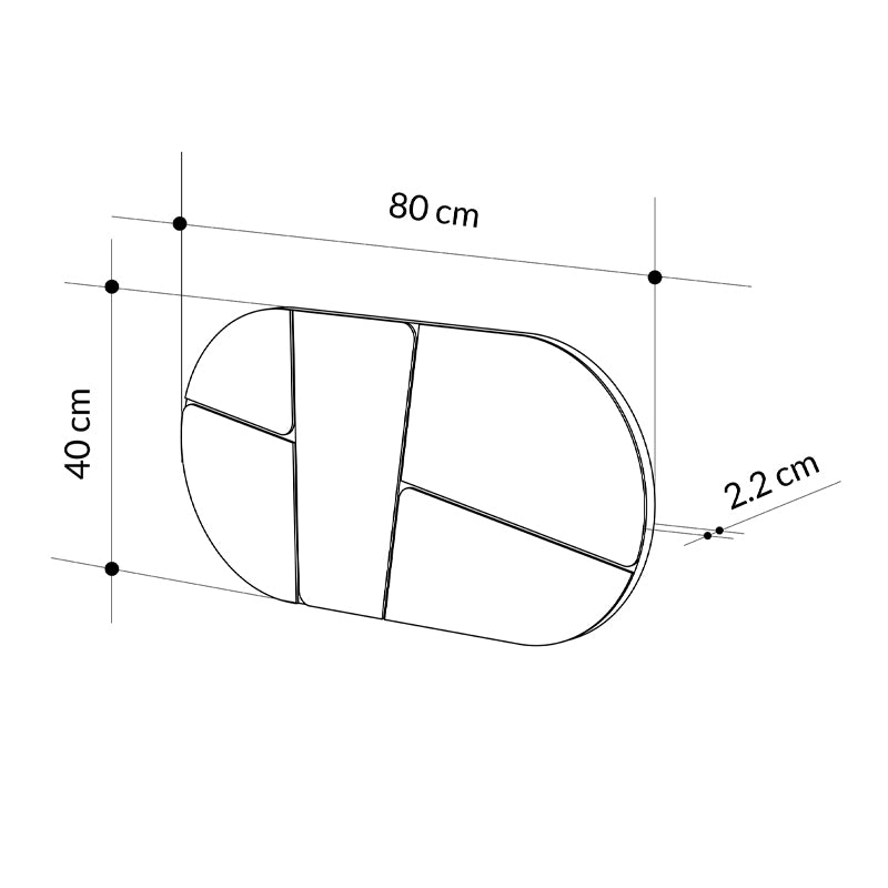 Otis стенно огледало в черен цвят 80x2.2x40cm.