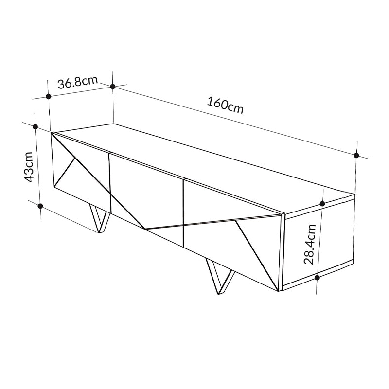 Jakomen меламинов шкаф за телевизор в светъл орех 160x36.8x43cm.