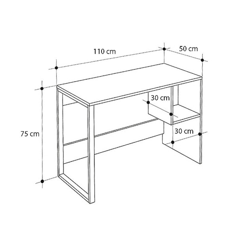 Cubo Бюро от меламин и метал в бяло - цвят сапфирен дъб 110x50x75cm